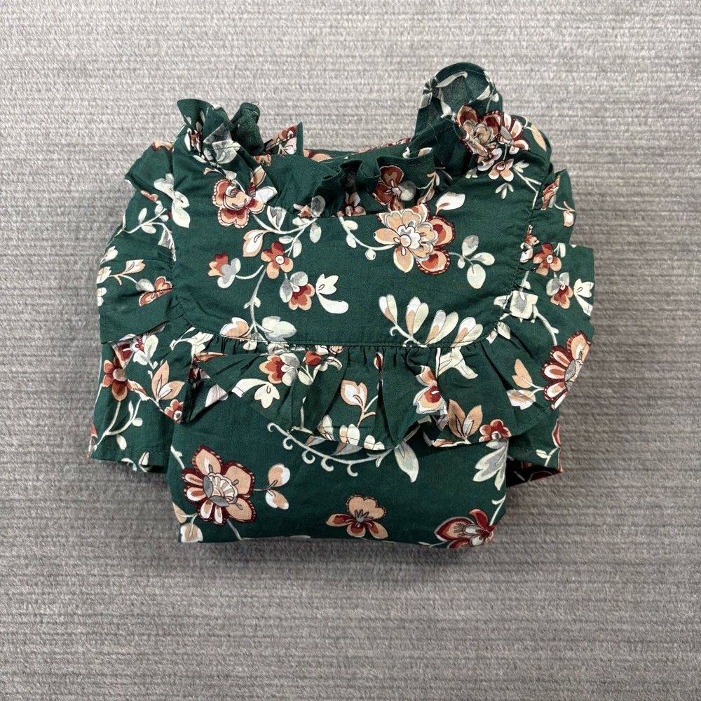 Janie and Jack Enchanted Forest Floral Ruffle Dress Girls 7 Green Tiered Skirt - Picture 7 of 8
